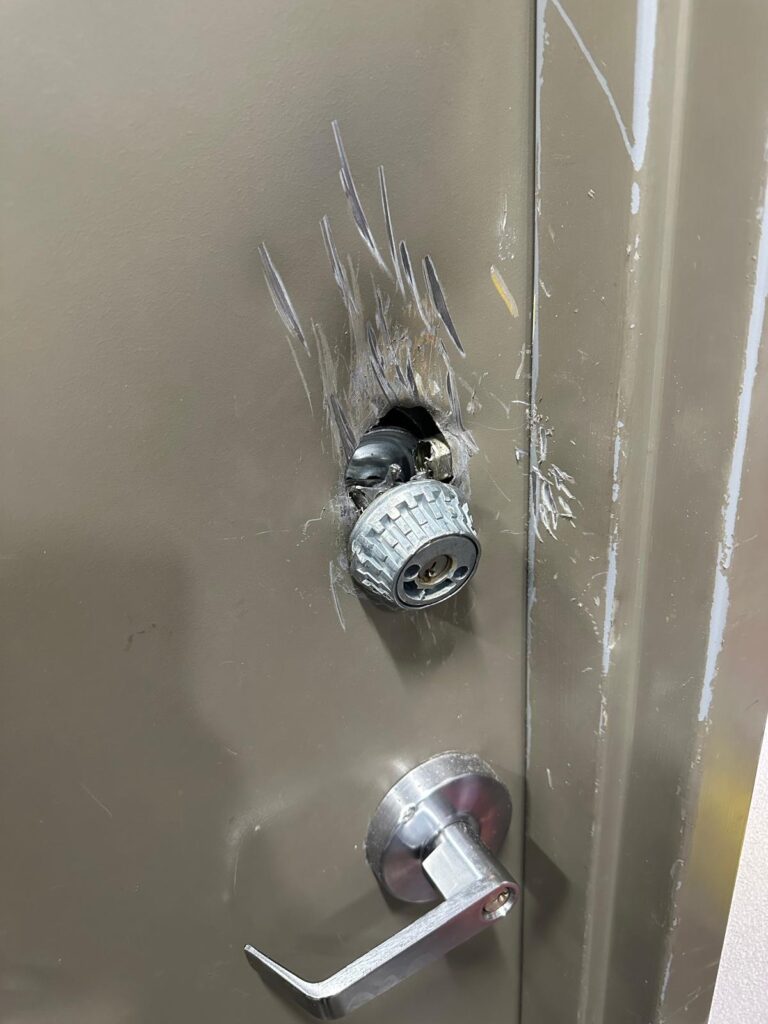 Don't try to break the door call Public locksmith and pay less 